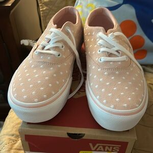 Vans Doheny Platform sneakers-pink with white polka dots-women’s size 7-NEW